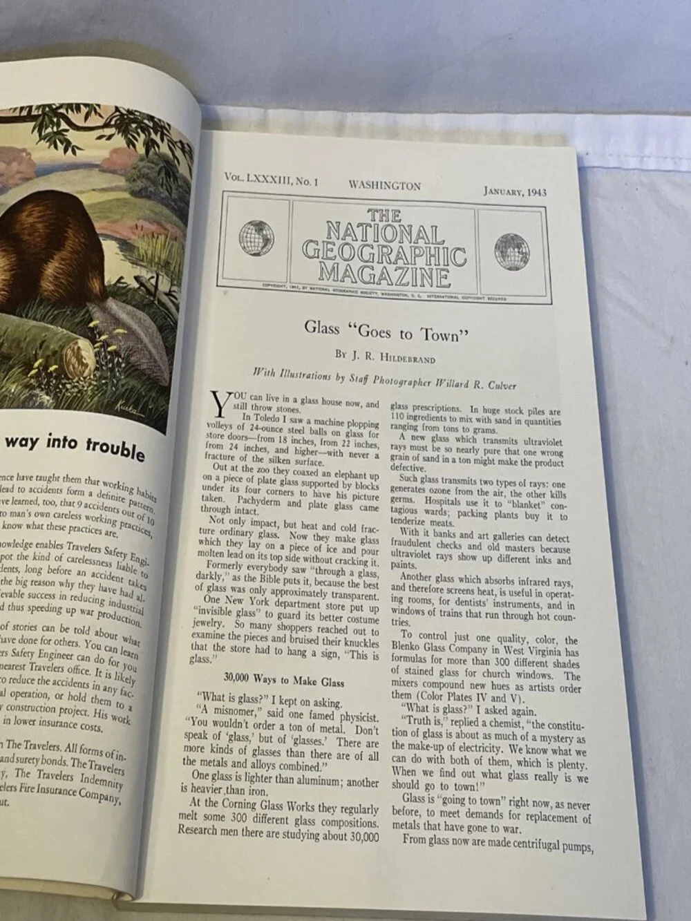 1943 JAN National Geographic Magazine Vol 83 No 1 WWII Dogs Glass Gilbert Island